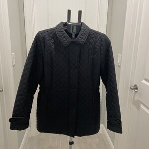 Lands End Women's Size M Fall Peacoat Jacket  Black fall winter snow ski preppy